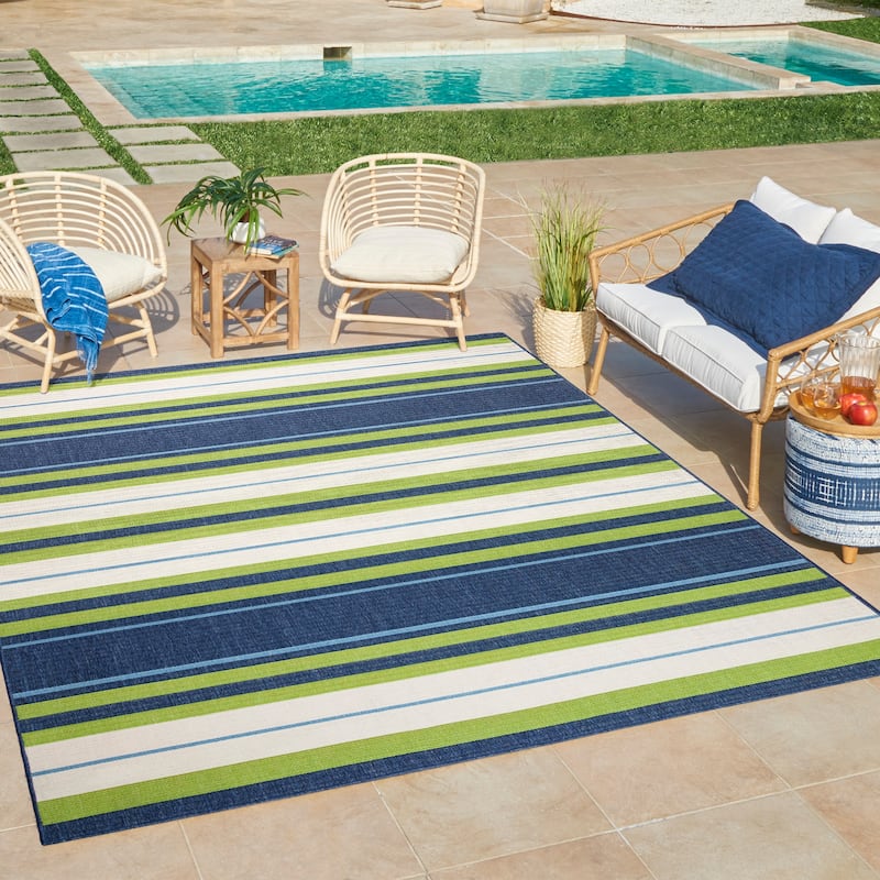 Gertmenian Ziesta Modern Bold Fruit Floral Multicolored UV Protected Polypropylene Flatweave Indoor/ Outdoor Area Rug Collection