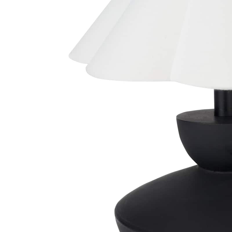 Nourison 18" Black Wooden Table Lamp with Fluted Shade
