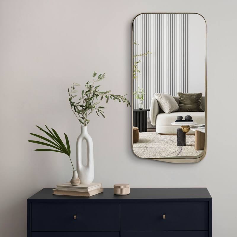 Rastus 28" x 14" Bronze Metal Wall Mirror - 28 x 14