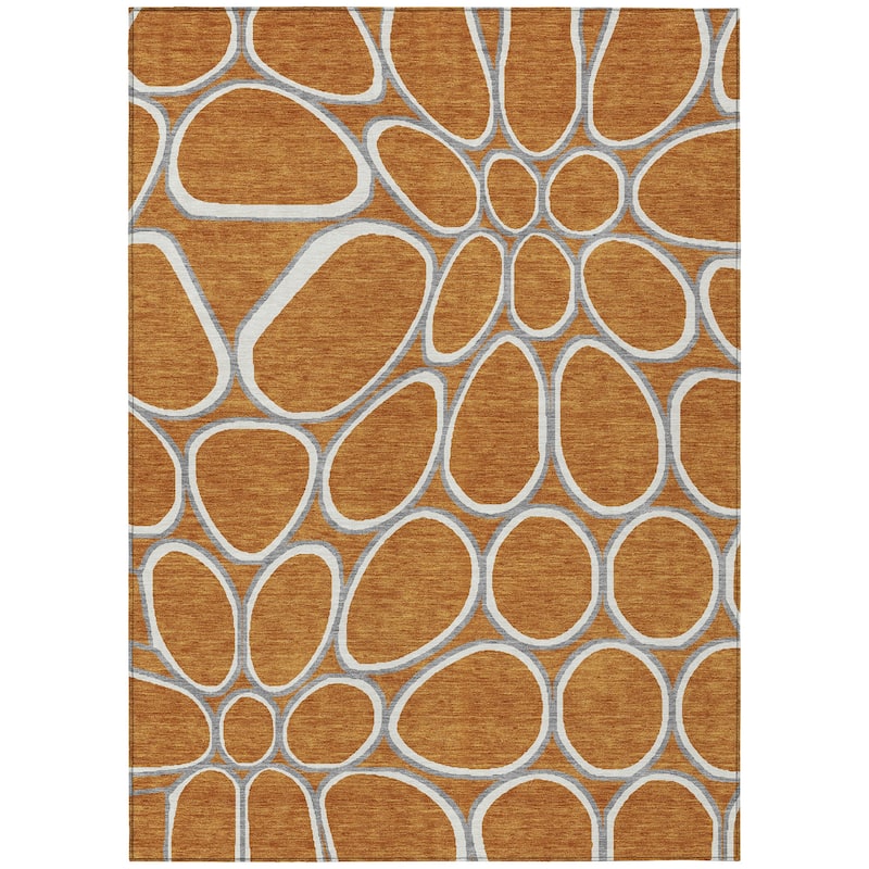 Machine Washable Indoor/ Outdoor Modern Bubbles Chantille Rug