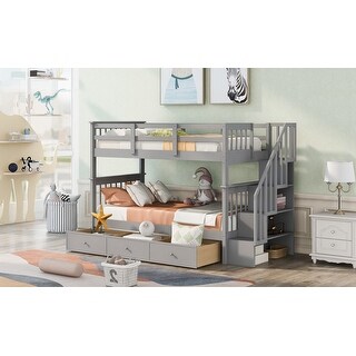 Twin-Over-Twin Bunk Bed with Three Drawers