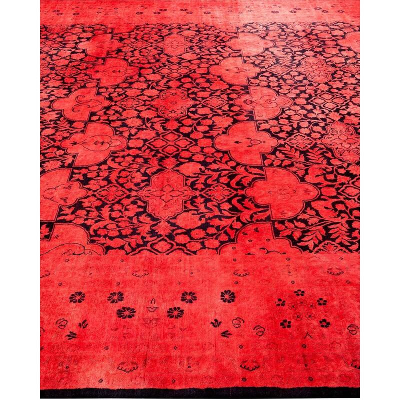 Overton Hand Knotted Wool Vintage Inspired Modern Contemporary Overdyed Red Area Rug - 8' 0" x 11' 1"