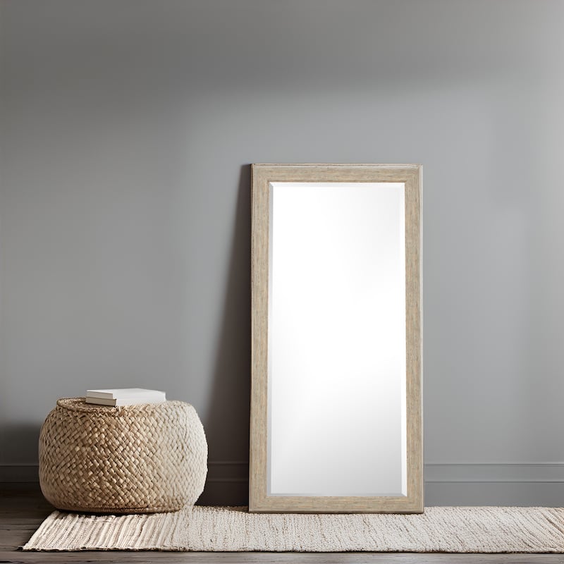 Rustic Full-Length Floor Mirror - 66" x 32" Rectangular Wood Frame Full Body Mirror for Living room, Bedroom - Natural