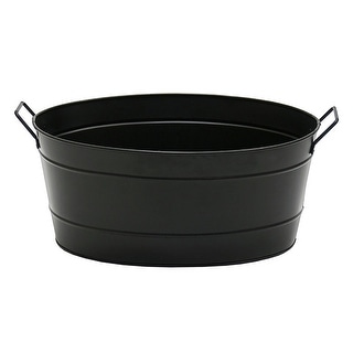 Achla Designs Versatile Traditional Galvanized Steel Oval Tub, 21 Inch Long, Black