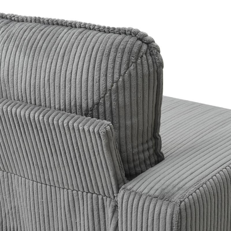 L-Shaped Sectional Sofa with Storage Ottoman, Upholstered 3-Seater Sofa with Side Pockets, USB Port & Cup Holders