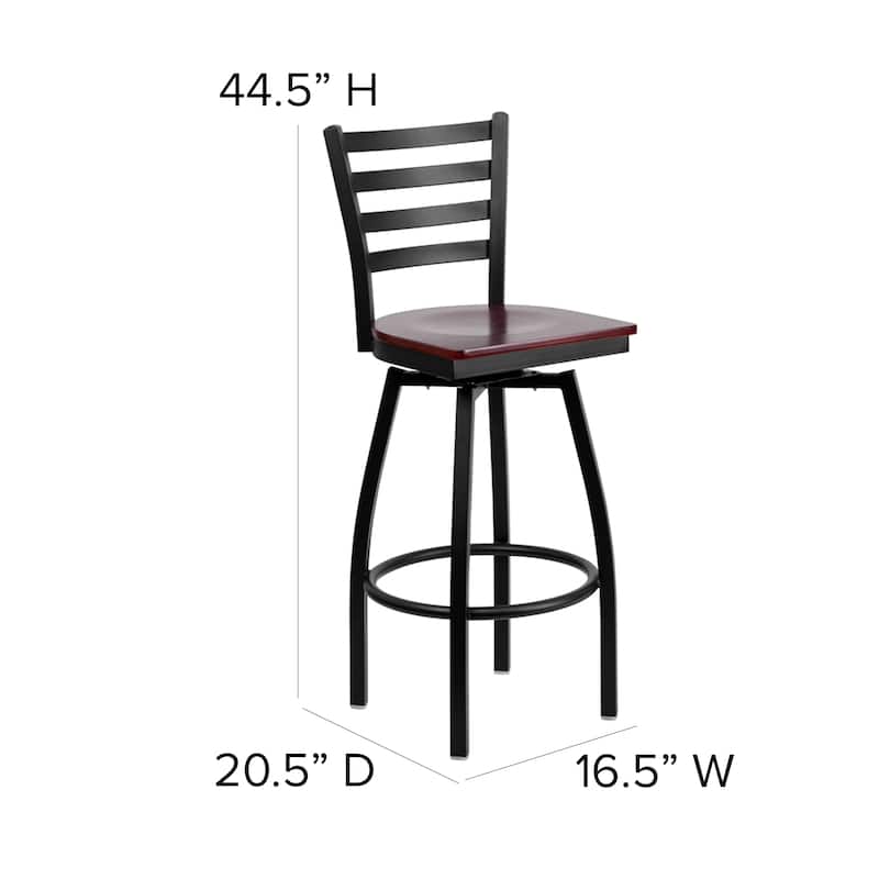 Ladder Back Swivel Metal Barstool - 16.5"W x 20.5"D x 44.5"H