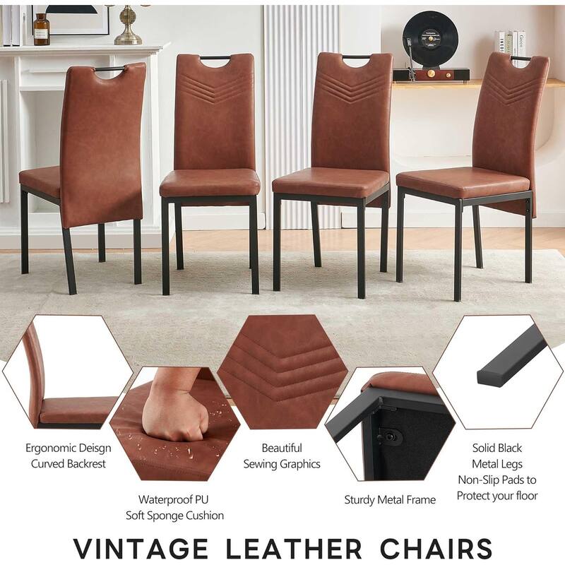 Howtai Upholstered PU Leather Home Kitchen Dining Chairs