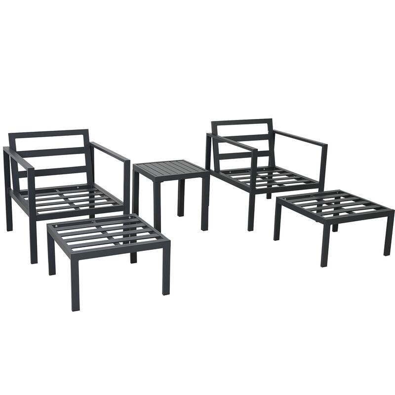 Clihome Aluminum Patio 5-Pcs Alloy Conversation Set Sofa Set