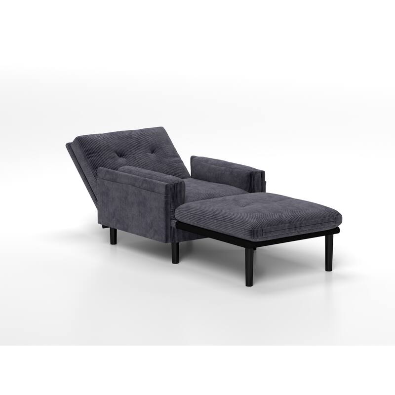 Corduroy Convertible Sofa, Ergonomic Lounge Chair and Bed