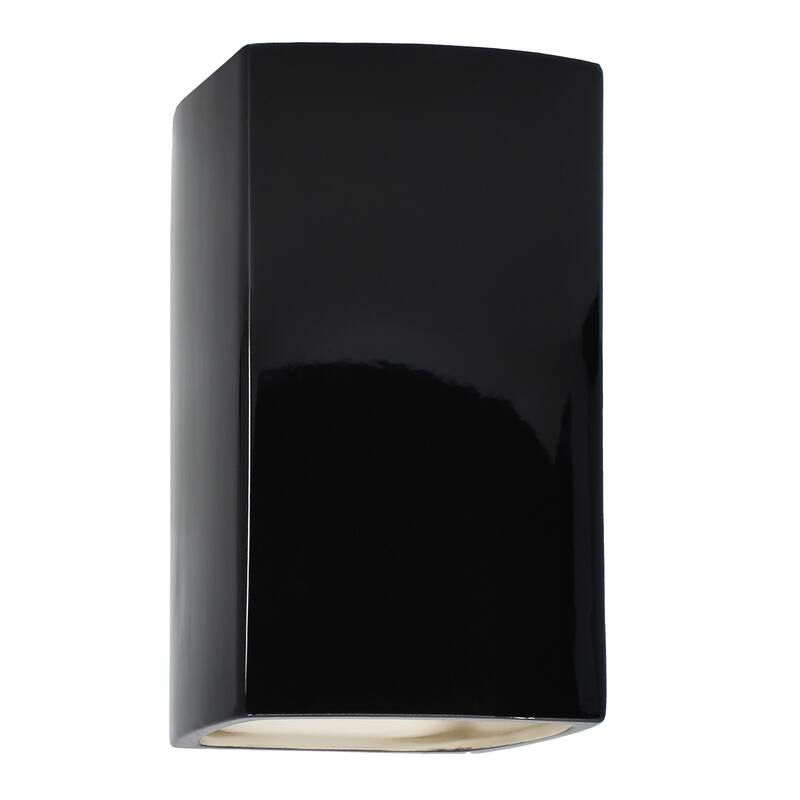 Justice Design Ambiance - Large ADA Rectangle Wall Sconce - Open Top & Bottom - Replaceable Bulb - Gloss Black