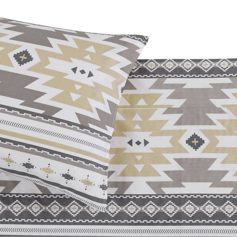 Paseo Road by HiEnd Accents 200TC Cotton Desert Sage Southwestern Aztec Sheet Set, 4PC