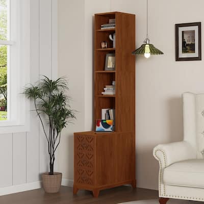 Tall Corner End Table with 3 Drawers & 4 Open Shelves – Space-Saving Storage Solution for Bedroom or Living Room