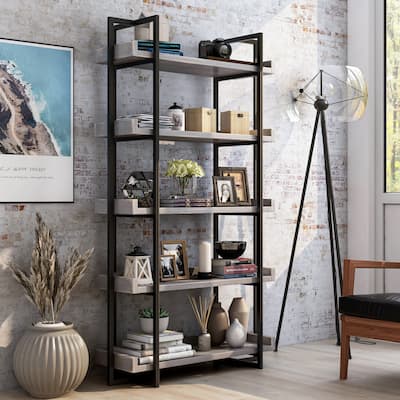 Atos Industrial 5-Tier Metal Open Back Bookshelf by Furniture of America
