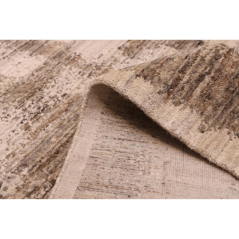 ECARPETGALLERY Hand Loomed Elysian Ivory, Taupe Wool Rug - 8'0 x 9'11