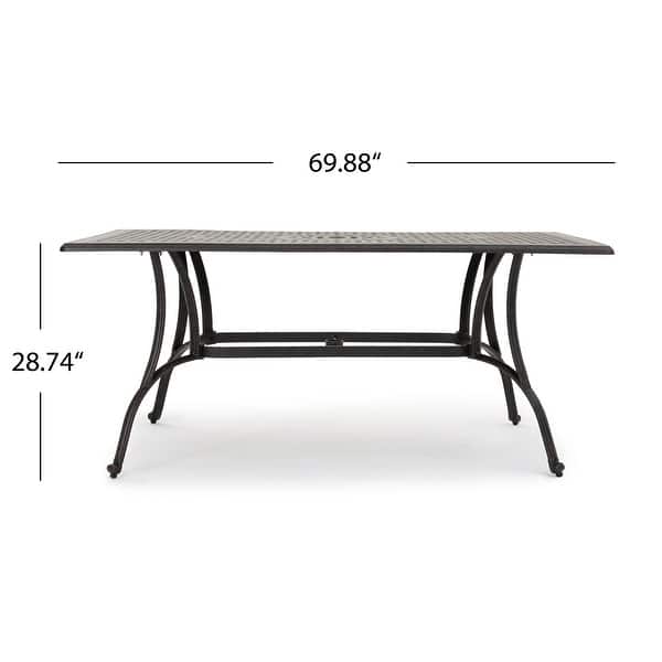 dimension image slide 2 of 3, Alfresco Cast Aluminum Patio Dining Table by Christopher Knight Home - 67.50 L x 37.50 W x 29 H