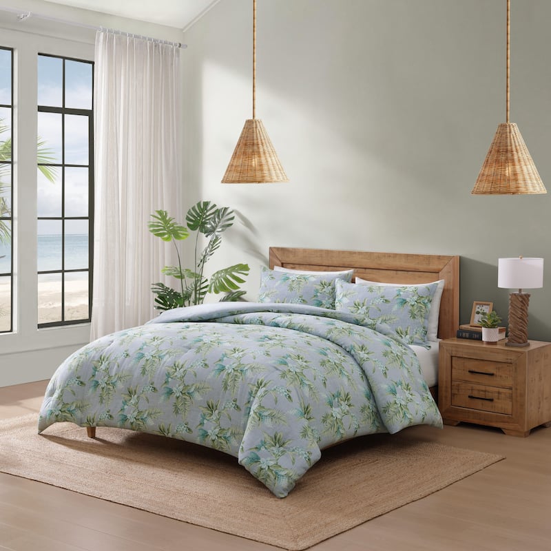 Tommy Bahama Floral Enchantment Cotton Blue Comforter Set
