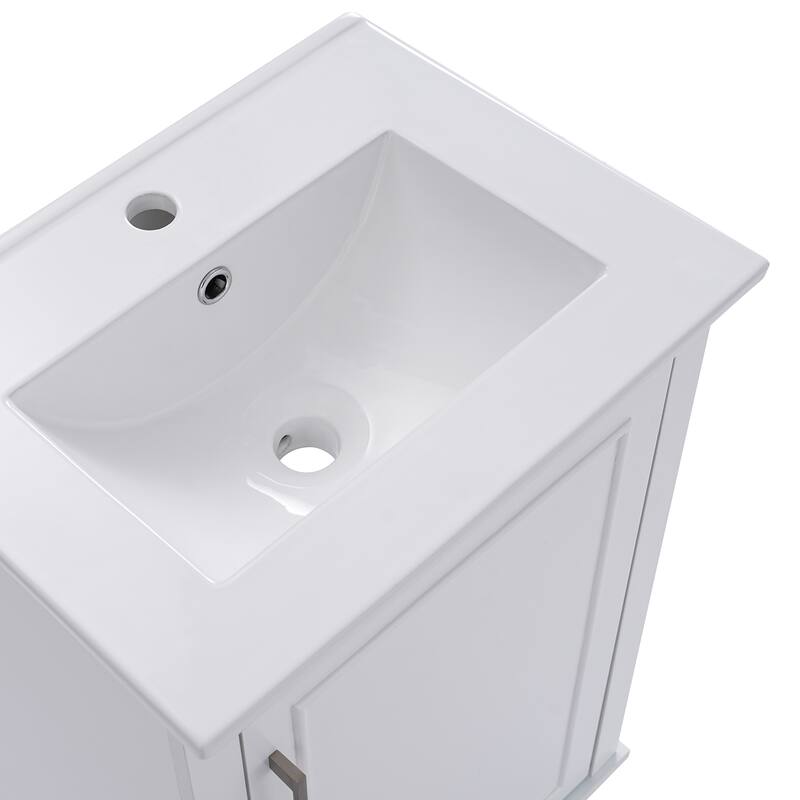 20 Inch Modern Small Bathroom Vanity Cabinet With Ceramic Basin,Ample Storage,1 Soft Close Doo
