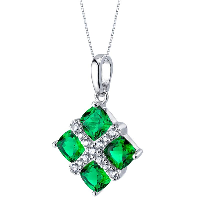 1.75 ct Emerald Pendant in Sterling Silver