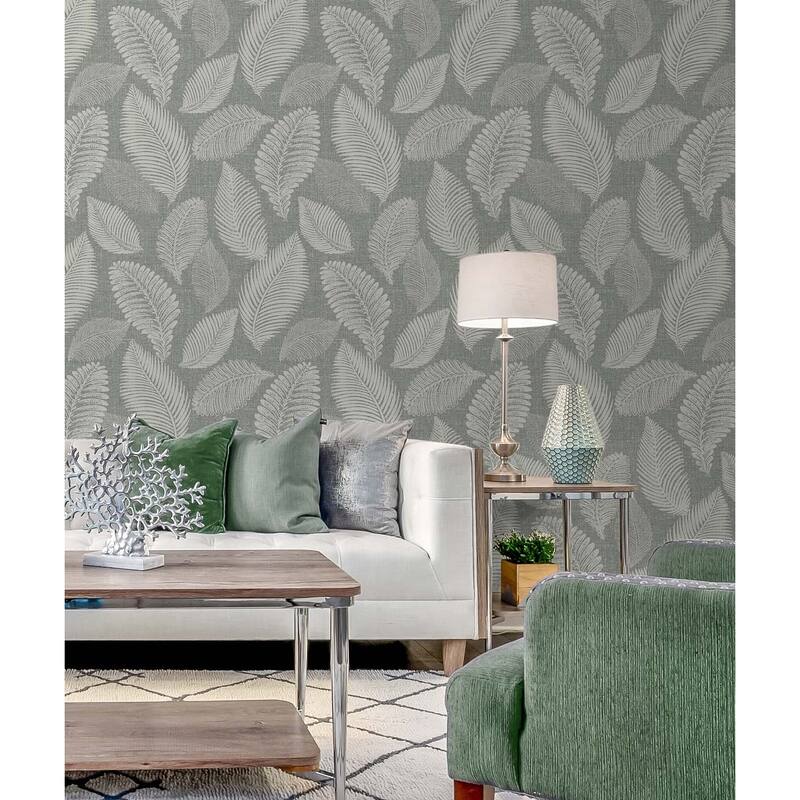 Seabrook Designs Tossed Leaves Nonwoven Unpasted Wallpaper