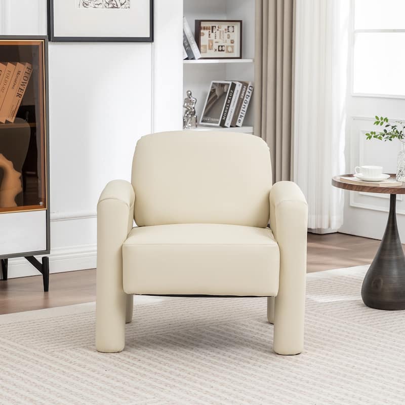 SEYNAR Modern PU Leather Accent Chair with Tubular Multifunctional Legs for Living Room