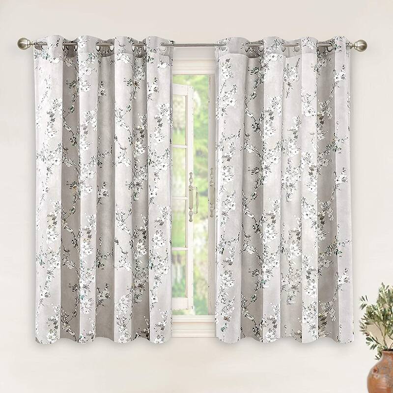 DriftAway Mackenzie Room Darkening Window Curtain Panel Pair - 50" width X 54 " length - navy/gray