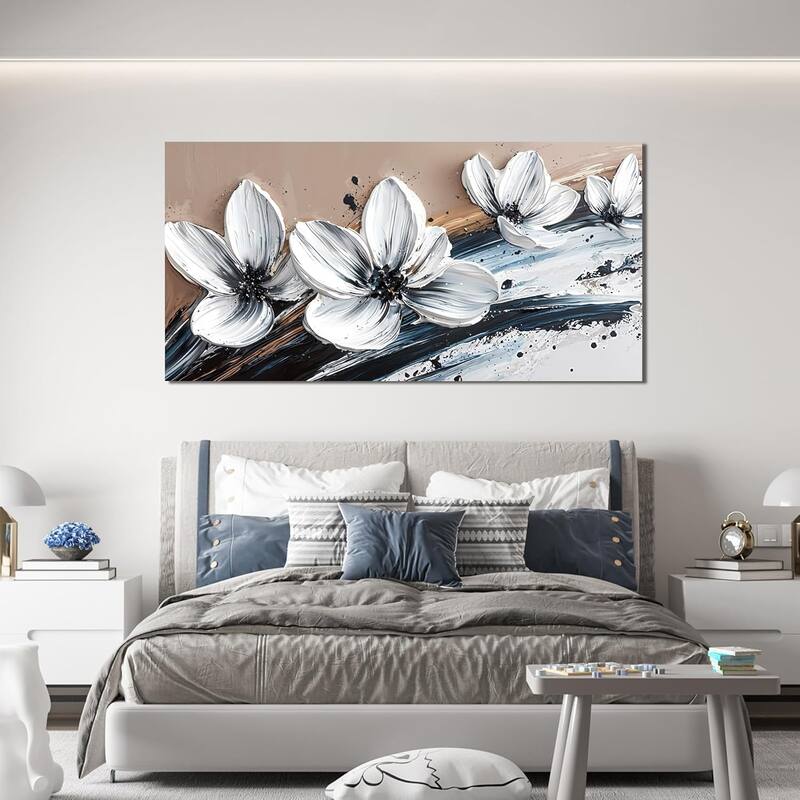 Black and White Wall Art Prints Floral Wall Art Decor Artwork