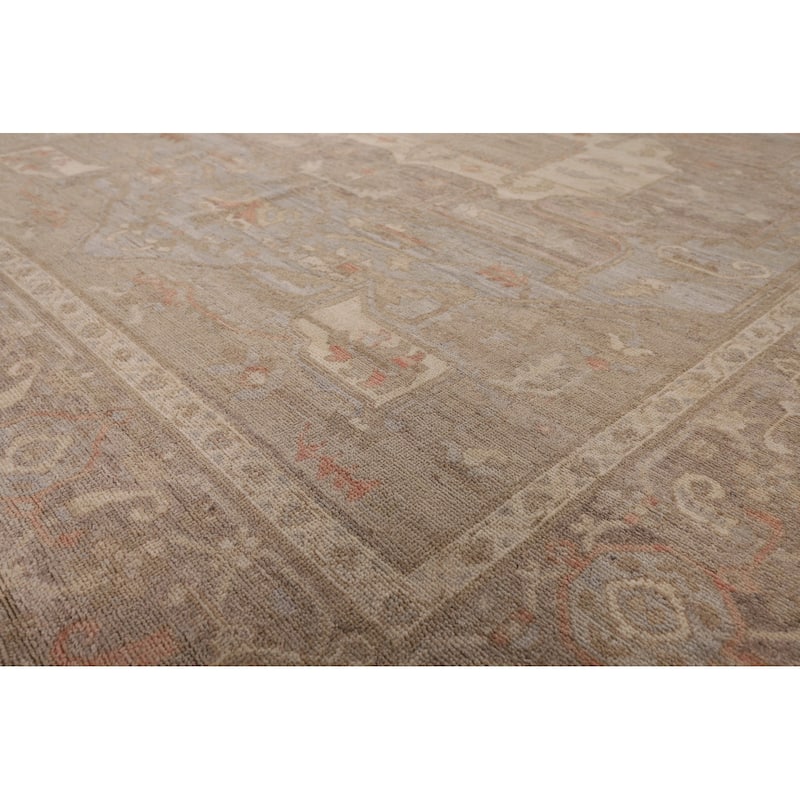 Vegetable Dye Oushak Area Rug Handmade Grey Wool Carpet - 8'4" x 9'10"