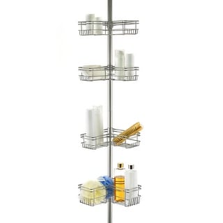 Utopia Alley Tension Pole Shower Caddy Corner Organizer, Adjustable with 4 Removable Baskets, 60 to 97 Inch
