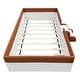 preview thumbnail 17 of 36, Brown White Sofa Bed Two-color Daybed Toddler Floor Bed with Fence and Stairs Grounded Wood Slat Support Frame Upholstered Bed