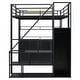 preview thumbnail 28 of 28, Full Size Metal Loft Bed with Storage Staircase and Open Wardrobe, Multifunctional Bed Frame with Shelves and Lockers