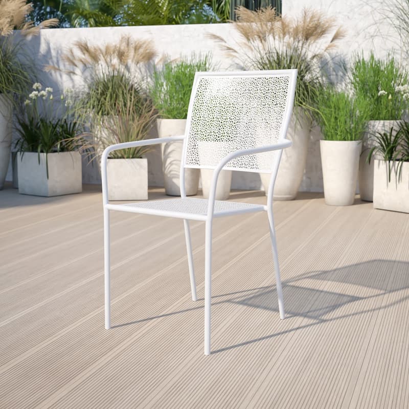5 Pack Indoor-Outdoor Steel Patio Arm Chair with Square Back