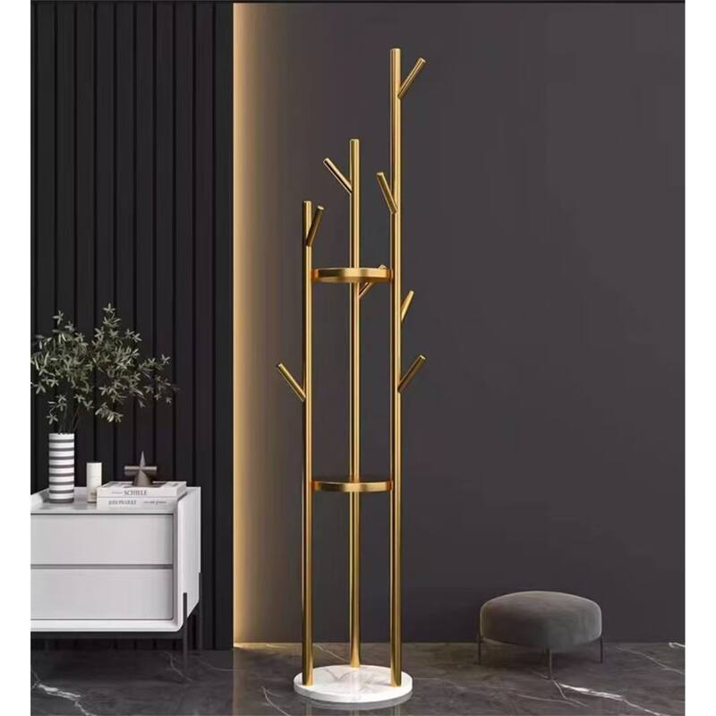 Marble Clothes Rack Mobile Clothes Storage Rack - Gold