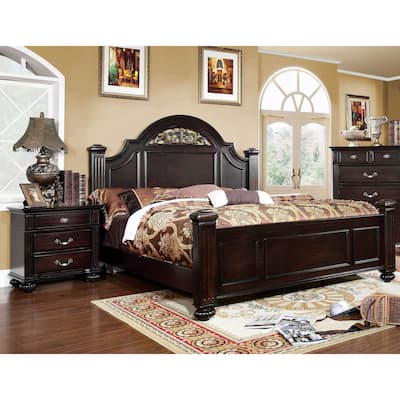 Vame Traditional Walnut Wood 2-Piece Poster Bedroom Set by Furniture of America
