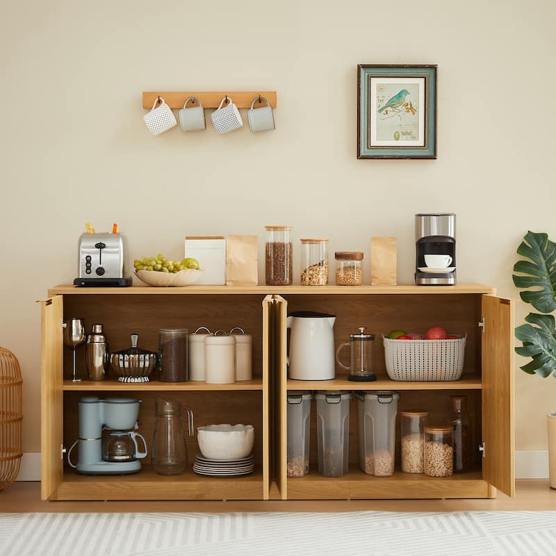 Modern Wavy Sideboard Large Buffet Storage Cabinet Entryway Floor Cabinet TV Stand Coffee Bar Cabinet