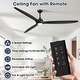 preview thumbnail 6 of 15, 80" Black Modern Large Solid Wood 6-Speed Dimmable Ceiling Fan with Light Remote
