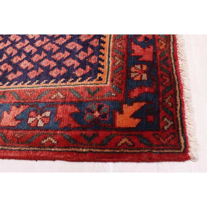 ECARPETGALLERY Hand-knotted Andelz Dark Navy, Red Wool Rug - 3'5 x 10'5