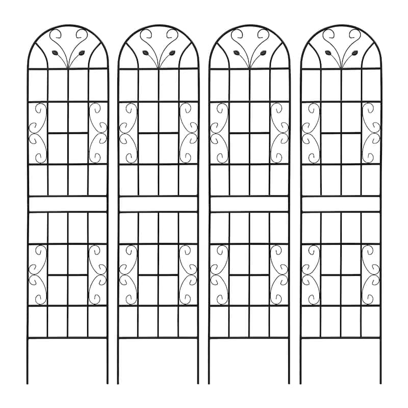 4 Pack Metal Garden Trellis Rustproof Trellis for Climbing Plants Outdoor Flower Support Black