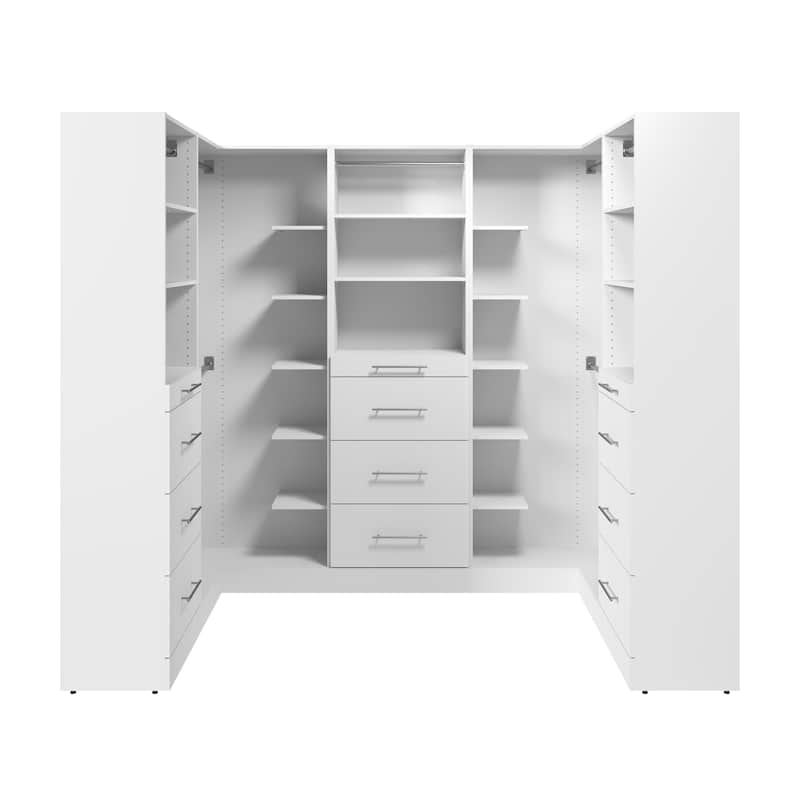 Bestar Florence 95W x 61D U Shaped Walk-In Closet System, Slab