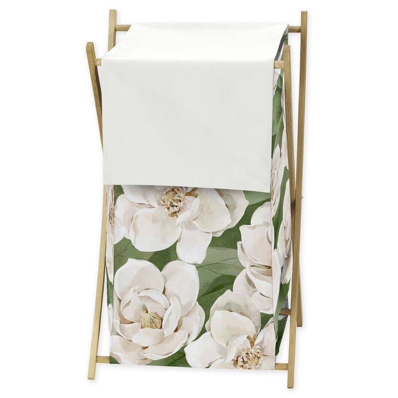 Boho Flower Floral Girl Laundry Hamper Ivory Cream Shabby Chic Bohemian Watercolor Garden Wildflower Nature Modern Elegant Beige