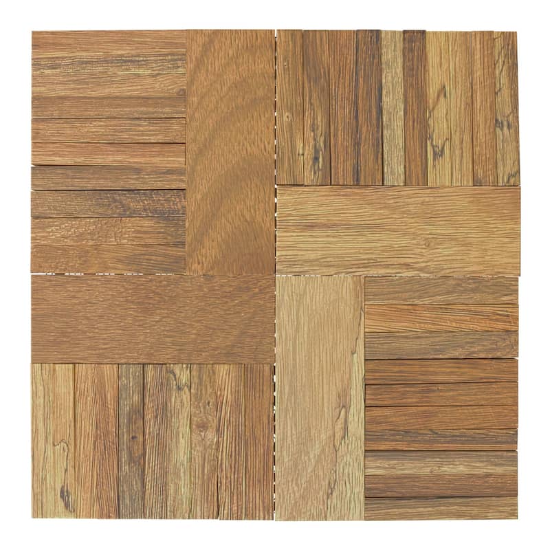 11 7/8"W x 11 7/8"H x 1/2"P Countryside Wood Mosaic Wall Tile, Old Boat Wood - 11 7/8"W x 11 7/8"H x 1/2"P