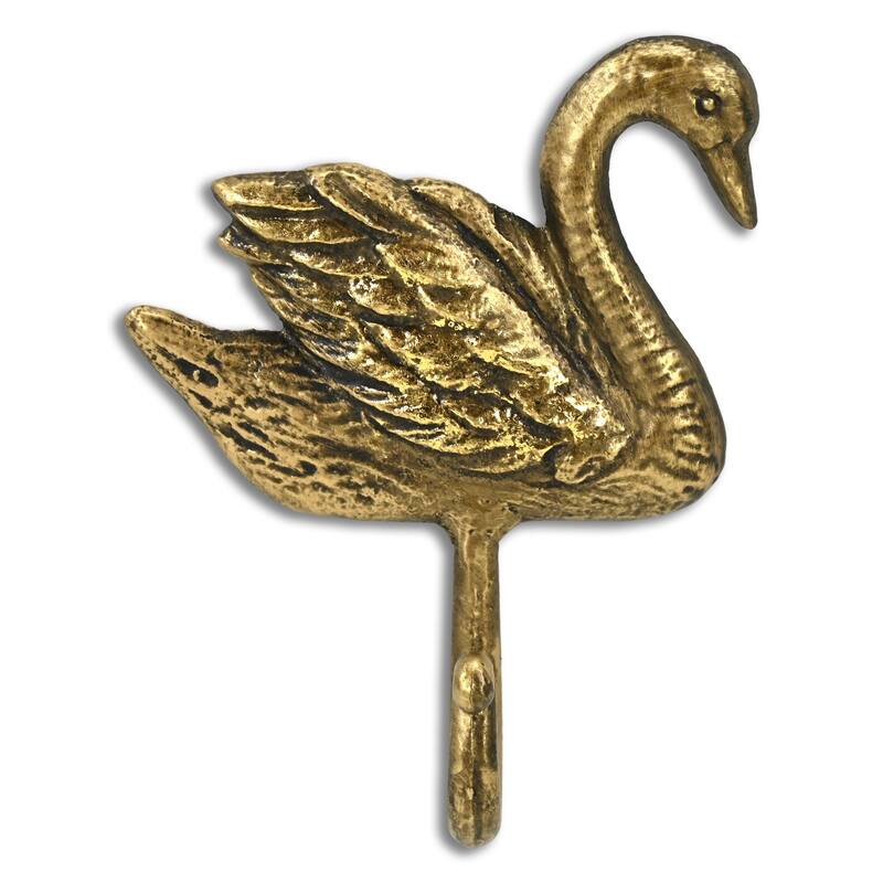 Cybele 5.75" Cast Iron Swan Wall Hook - Gold - N/A - Gold