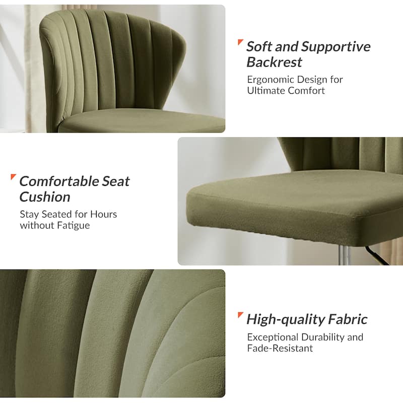 Ilia Modern Velvet Wingback 360 degree Ergonomic Office Task Chair with Channel Tufted Back by HULALA HOME