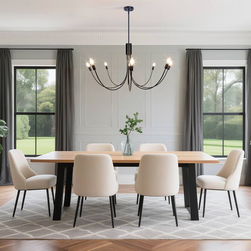 Modern Black 8-Light Large Classic Candle Chandelier for Dining Living Room - 41.3" Dia. x 20.1" H