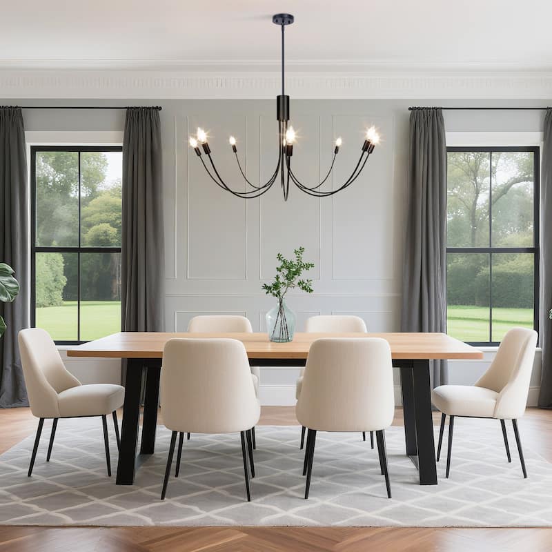 Modern Classic 8-Light Black Candle Dimmable Chandelier with Adjustable Height - 41.3" Dia. x 20.1" H