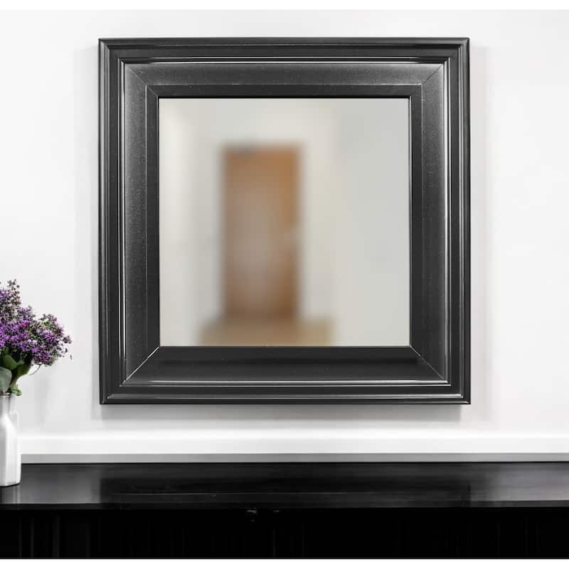 HomeRoots 38" Gray Square Wood Framed Accent Mirror - 38' X '38' X '1 - Gray - 38' X '38' X '1