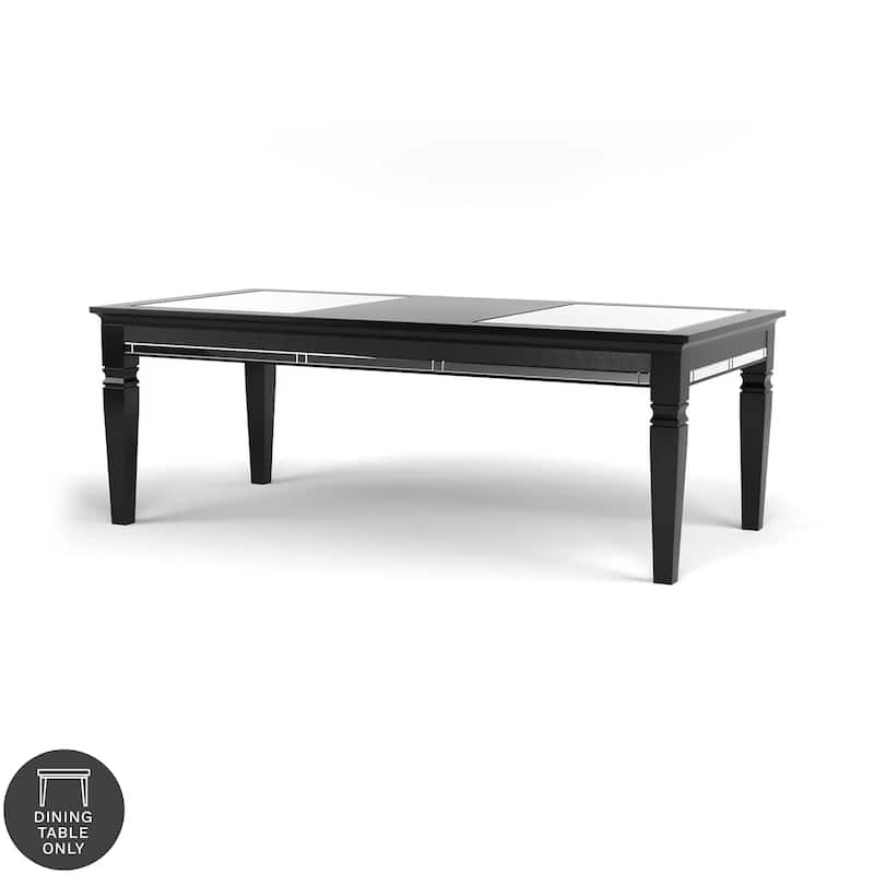 Silver Orchid Amann Contemporary Black 84-inch Glass Top Dining Table - Black