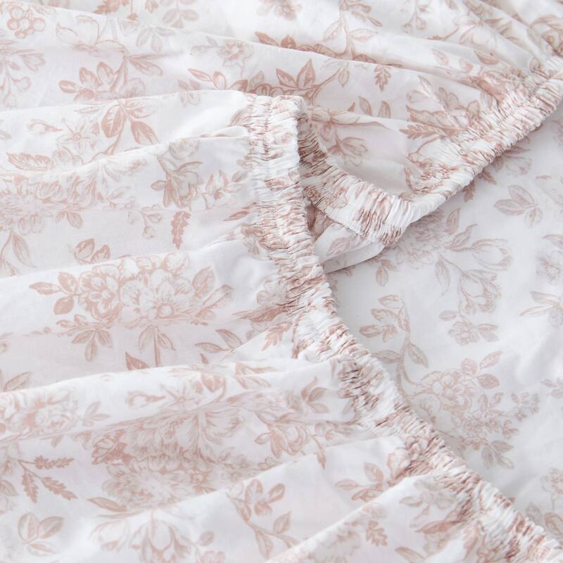 Lush Decor Peony Toile Peach Cotton Sheet Set