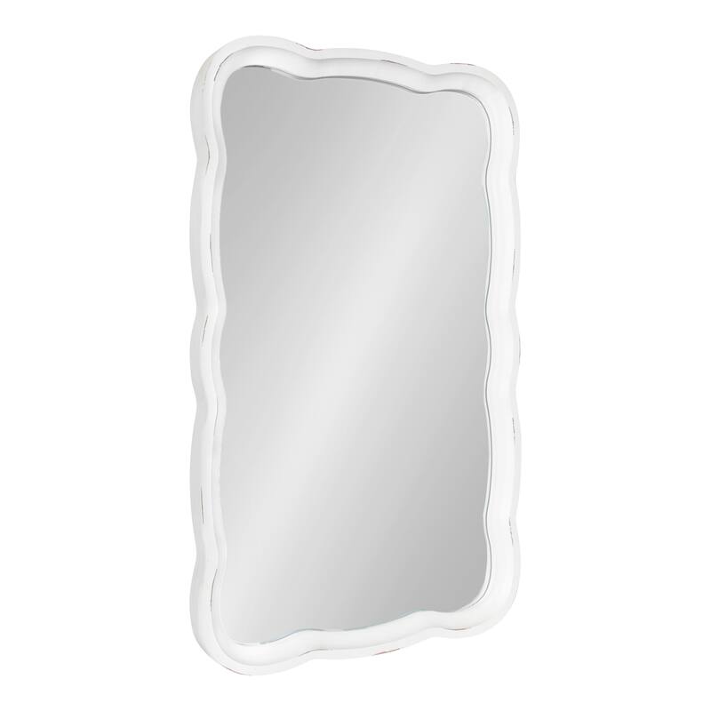 Kate and Laurel Hatherleigh Scallop Wood Wall Mirror - White - 24x38