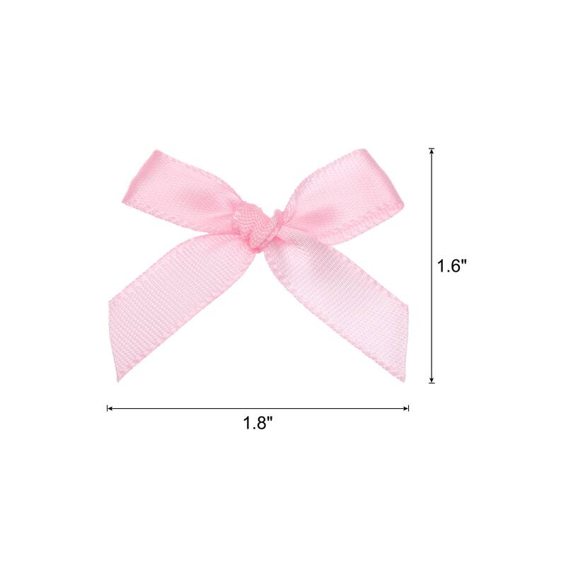 50Pcs Mini Ribbon Bow 1.8 inch Mini Fabric Satin Ribbon - Pink