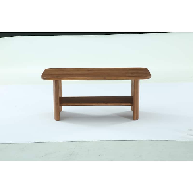 2 Tier Farmhouse Solid Wood Coffee Table for Living Room